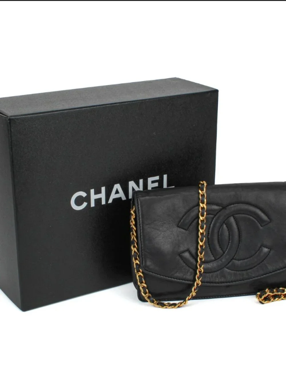 Chanel Vintage Series 3 WOC Leather Black Chain Link Shoulder Bag